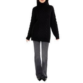 Forever 21 Women's Cable Knit Turtleneck Sweater Black