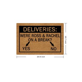 NICESIR Welcome Mat Deliveries were Ross&Rachel On A Break Funny Doormat for Home Entrance (23.6 X 15.7 inch) Fabric Top with Rubber Back Doormat for Front Door Indoor Outdoor Rug