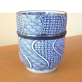 Taza de té japonesa Yunomi Arita Imari, fabricada en Japón, Jimon-Ori, grande
