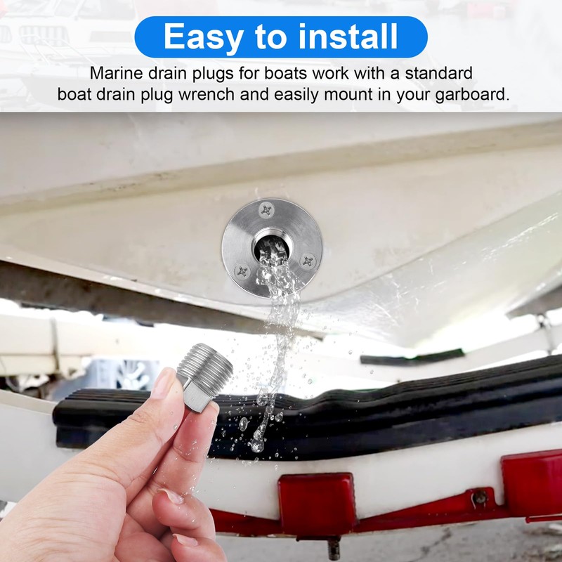 Stainless Steel Boat Drain Plug Kit Boat Plug Kit 1/2"