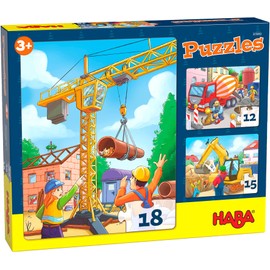 HABA 305883 Jigsaw Puzzle Construction Vehicles, Puzzle from 3 Years, Colourful
