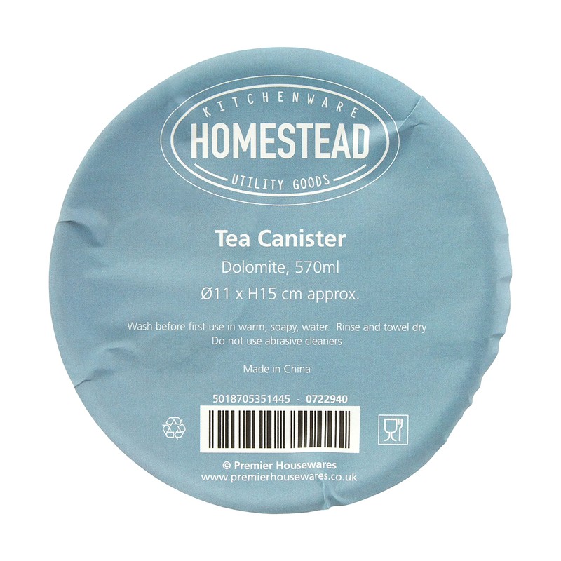 Premier Housewares Homestead Tea Canister, 570 ml - White