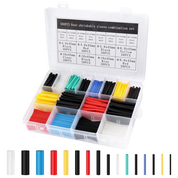 JOPHEK Heat Shrink Tube Set, Heat Shrink Tubing 2:1 Ratio