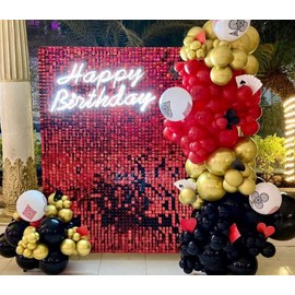 Shimmer Wall Backdrop - 24pcs Decorations Panel | Wedding, Birthday, Anniversary, Engagement & Bridal Shower Party Decor Panel (Red)