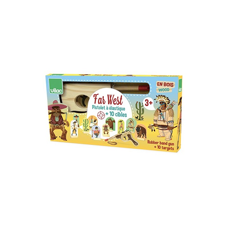 Vilac vilac9911 Far West, Holz Gun mit Gummi Band und