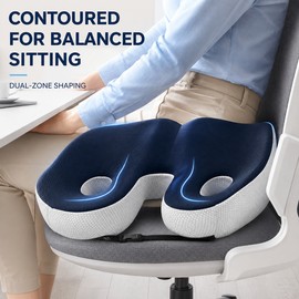 Ergonomic Memory Foam Seat Cushion with Adjustable Width & Dual Ventilation Holes
