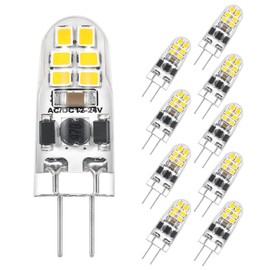 VALUCKY G4 LED Bulb, AC/DC 12-24V Dimmable G4 Light Bulbs, 120LM Daylight White 6000K, 1.2W Replaces 12-15W Halogen Bulb, Flicker Free, Energy Saving Mini LED Bulbs for Home Lighting, 10 Pack