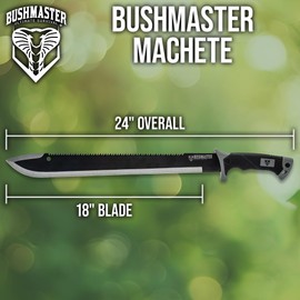 Bushmaster Stainless Steel Sawback Blade | High-Impact TPU Handle | Includes Nylon Sheath (Machete)