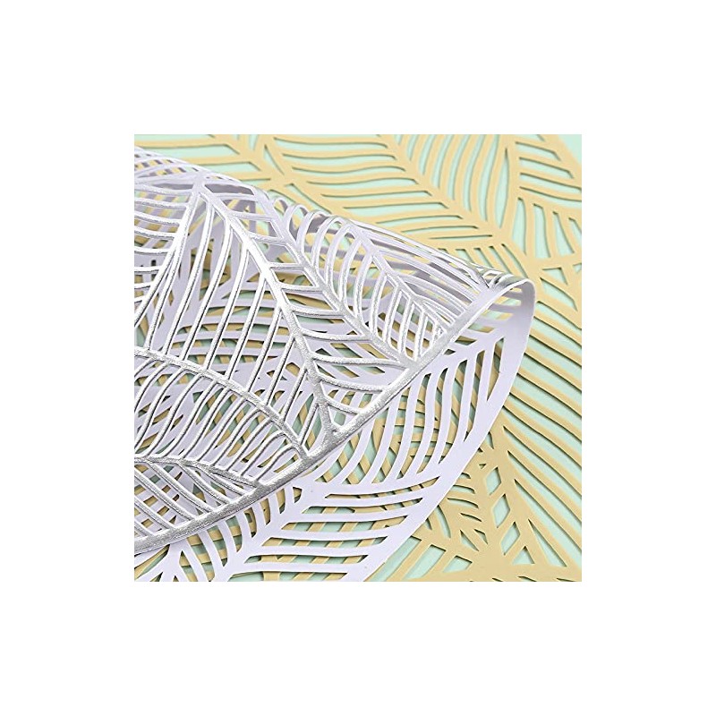 Hosoncovy 4 Pack Leaf Decorative Placemats PVC Placemats Hollow Dining