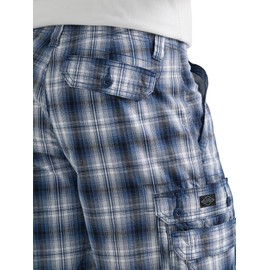 Lee Men's Dungarees New Belted Wyoming Cargo Short, Blue Plaid, 42