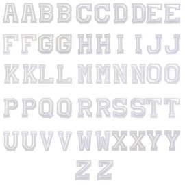 Misscrafts White A-Z Alphabet Embroidered Patches 52PCS Iron on/Sew On English Letters Applique Patches DIY for Hats Shirts Jeans Jackets Backpacks