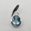 Amber America Blue TOPAZ Oval Pendant 925 STERLING SILVER /