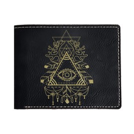 Engraved Leather Wallet: Third Eye Design, Unique Gift for Holidays - Perfect for Dad, Mom, Brother, Sister, Friend, Teacher on Christmas