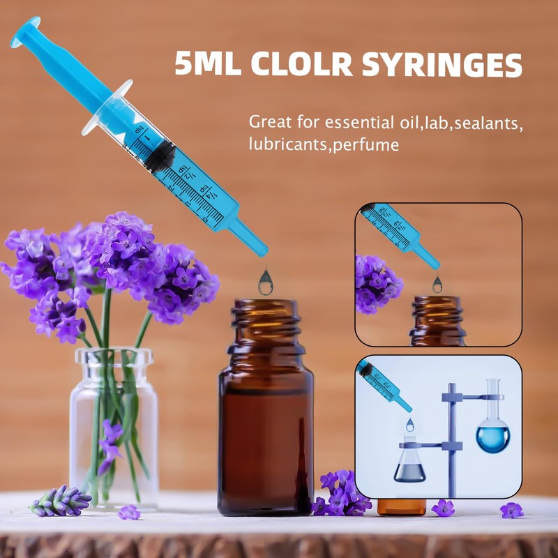 Gufastore 50pcs 5ml Syringes with Caps for Industry Lab Pet