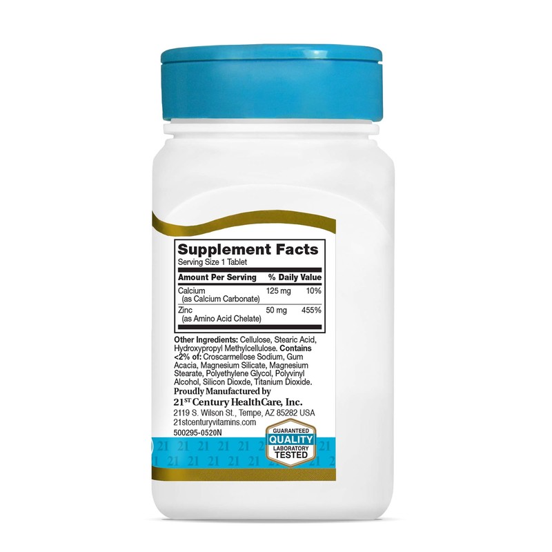 21st Century Zinc 50 Mg (Chelated) Tablets, 110 Count (Pack