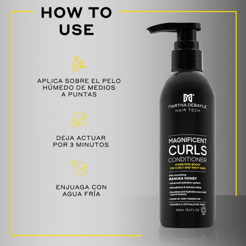 MARTHA DEBYALE HAIR TECH Magnificent Curls Acondicionador. Chinos, con Miel