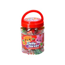 ABC Bear & Bunny Jelly Straws - Fruity Jelly Sticks Mix - Colourful Animal Shaped Fruit Gums - OG ASIA - 800 g Tin