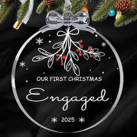 Engagement Gifts for Couples 2025 Bride to be Gifts, Engagement Ornament 2025 Crystal Glass, First Christmas Engaged Ornament Christmas Gfits for Her with Glow in The Dark Printing-02