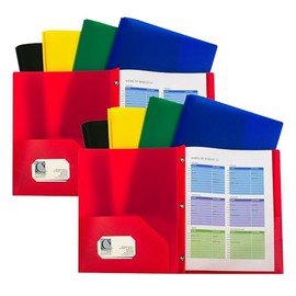 C-Line Heavyweight 2-Pocket Portfolio Folder with Fasteners, Assorted Colors, 10/Pack, 2 Packs/Bundle (CLI32960-2)