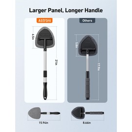 AstroAI Windshield Cleaning Tool, Car Window Cleaner Windshield Cleaner with 8 Reusable and Washable Microfiber Pads and Extendable Handle Auto Inside Glass Wiper Kit, Gray, 2 Pack