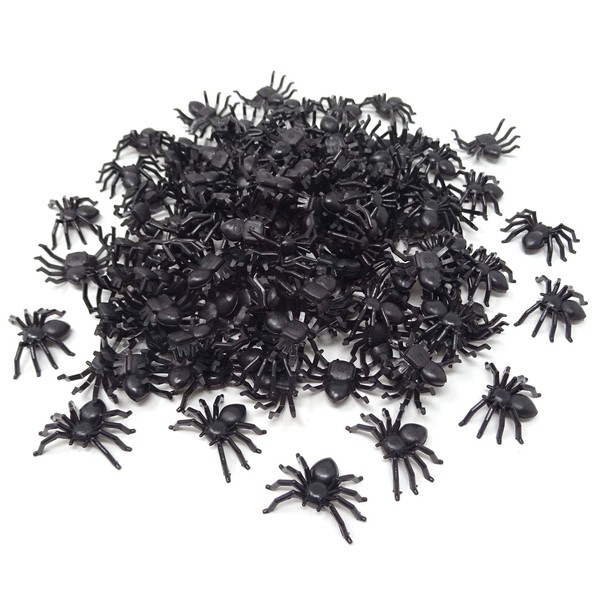 HONBAY 120PCS Plastic Mini Fake Black Spiders for Home and Party