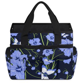 ADTASU Flower Butterfly Garden Tool Bag Tote, Oxford Tool Bags Heavy Duty, Portable Gardening Tool Storage with Pockets & Handle,Multi-Pocket Tool Organizer Bag for Outdoor Garden Lawn Yard