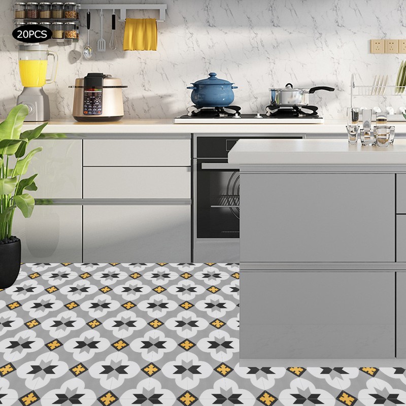 20PCS Ceramic Tile Sticker Waterproof Non Slip Wall Floor Sticker