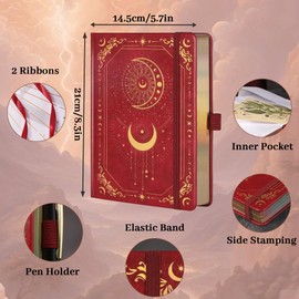 TIEFOSSI Bullet Dot Journal, 160gsm 190 Numbered Pages, Diary for Work & Sketching, A5 Hardcover Leather Journal for Writing Women Men