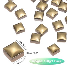 sourcing map 100g Square Mosaic Tiles, Colorful Ceramic Mosaic Tiles for Crafts Bulk Mosaic Supplies for Home Decoration Art Crafts DIY Projects, 0.4 x 0.4Inch, Gold