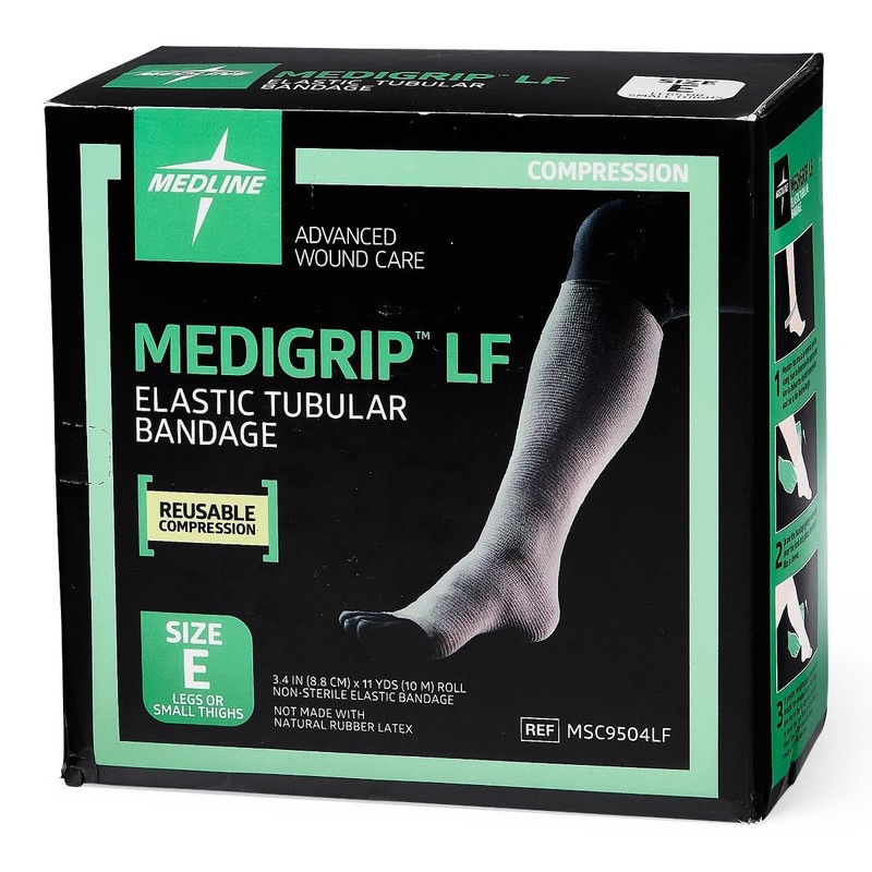 Medline Medigrip LF Elastic Tubular Support Bandages, 1 Roll, Size
