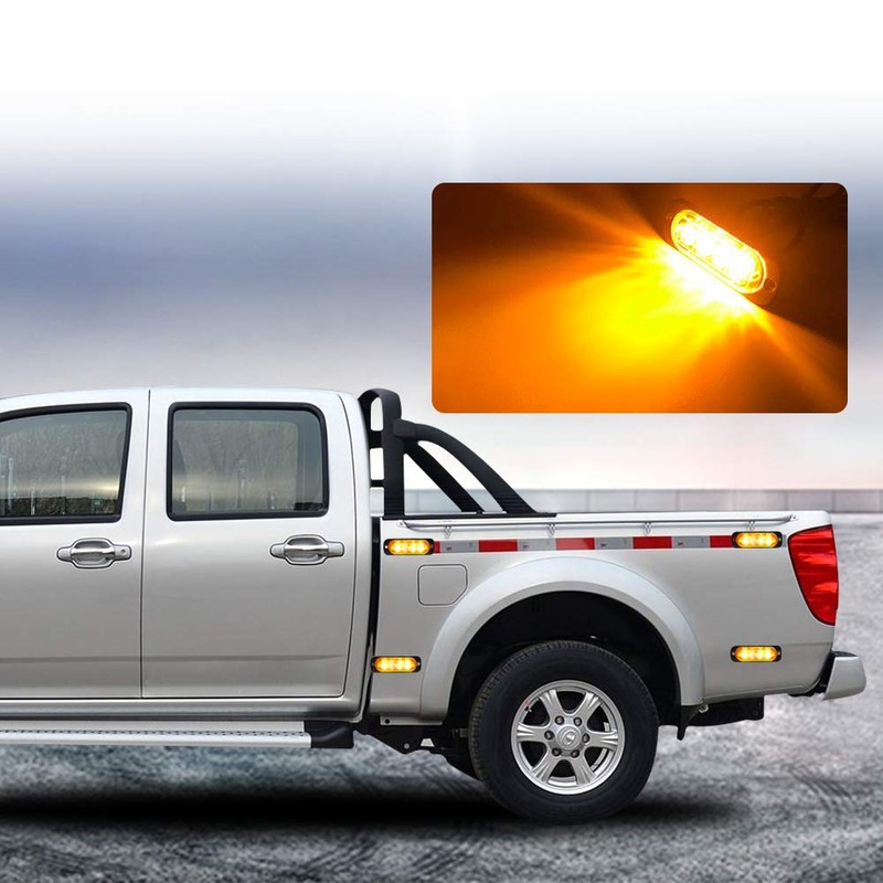 4pcs Ultra Thin 4LED Emergency Warning Lights Amber Hazard Flashing