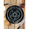 Witchin in The Kitchen Circular Black Glass Chopping Board
