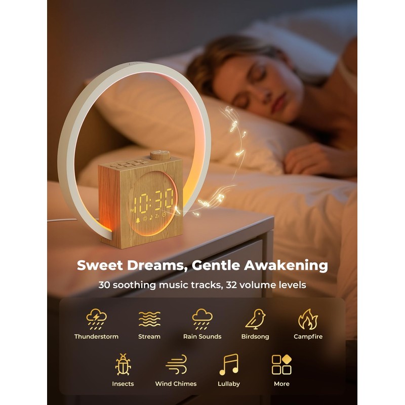LIORQUE Sunrise Alarm Clock Wake Up Light, 30 Soothing Sounds