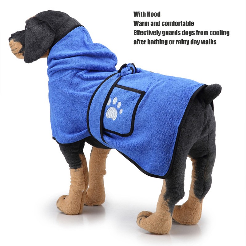 Dog Towel Strong Absorbent Quick Drying Hand Pockets Design Hooded
