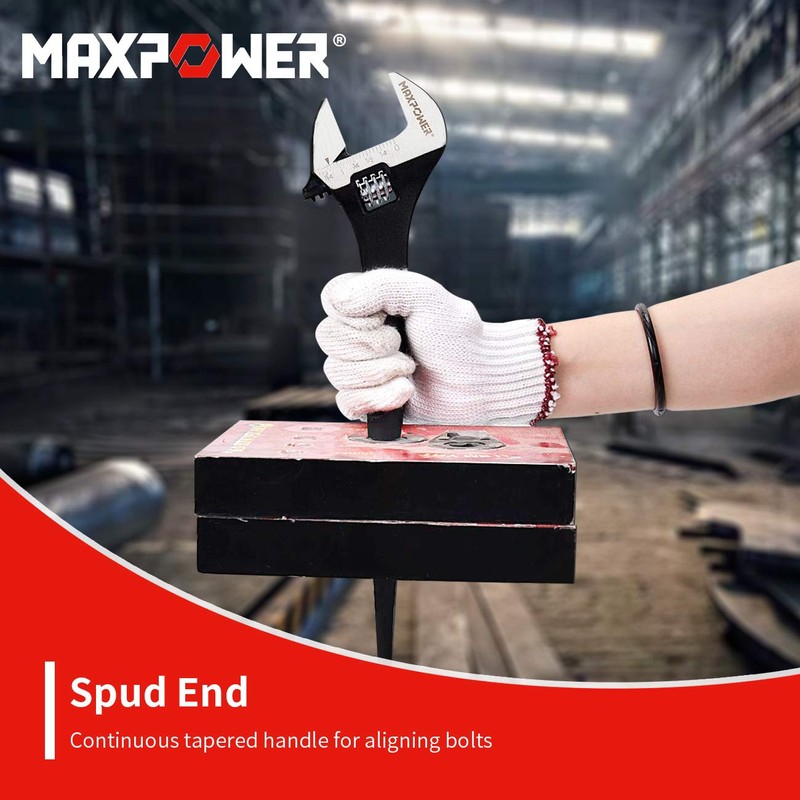 MAXPOWER 3-pieces Spud Wrench, 10-inch 12-inch 16-inch Adjustable Wrench Set