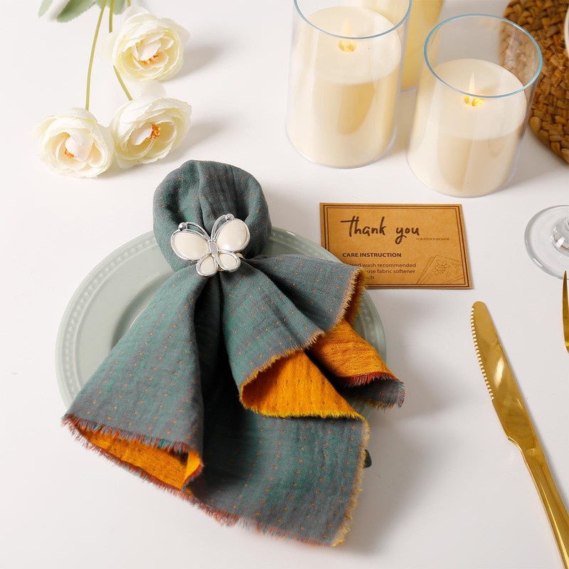 10 Pack Cloth Napkin Double-Layer 100% Cotton Table Dinner Napkins