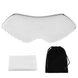 Hogurin Stainless Steel Gua Sha Facial Tools,with Storage Bag and Cleaning Cloth Portable Gua Sha Massage Tool Body and Face Sculpting Tighten Skin Skin Care(Silver)