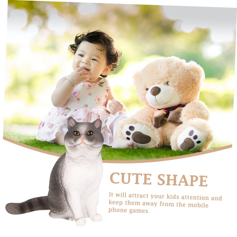 BIUDECO Adorable Cat Figurine Lifelike Desktop Cat Statue for Home