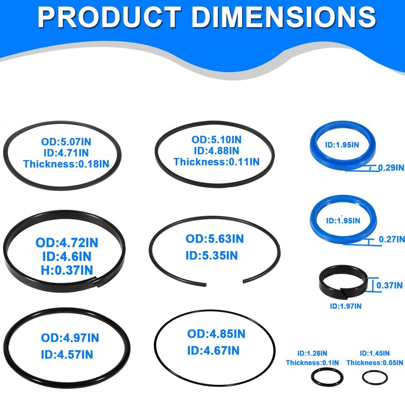 Hydraulic Log Splitter Cylinder Rebuild Seal Kit Suitable for 5.0"