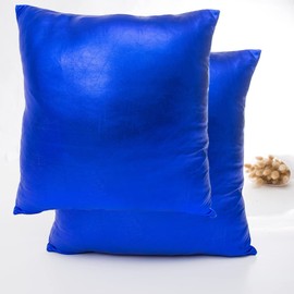 LiiZee Set of 2 Decorative Throw Pillow Covers Modern Metallic Shiny Cushion Cover, Faux Leather Soft Square Pillowcase for Sofa/Bed/Party, 20 x 20 Inch Royal Blue