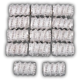 15g Oval Dot Bali Tube Beads Silver PLT 10mm Approx 14