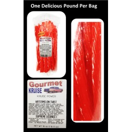 Watermelon Twist Licorice Gourmet Kruise 1lb With Gummi Gummy Peach Rings Albanese Bulk Candy 4.5Lb Bag (NET WT 88 OZ) 2 Item Bundle