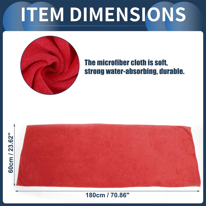 INFINAUTO Cleaning Cloths Towel,Car Drying Plush Cloth Absorbent Microfiber Red,1pcs