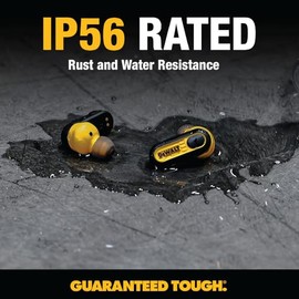 DEWALT - Auriculares inalámbricos de Alta Resistencia, Auriculares Bluetooth con Funda de Carga Tipo C incluida, 37 Horas (Amarillo)