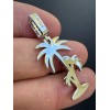 Harlembling MOISSANITE Real 925 Silver Gold Palm Tree Necklace Pendant
