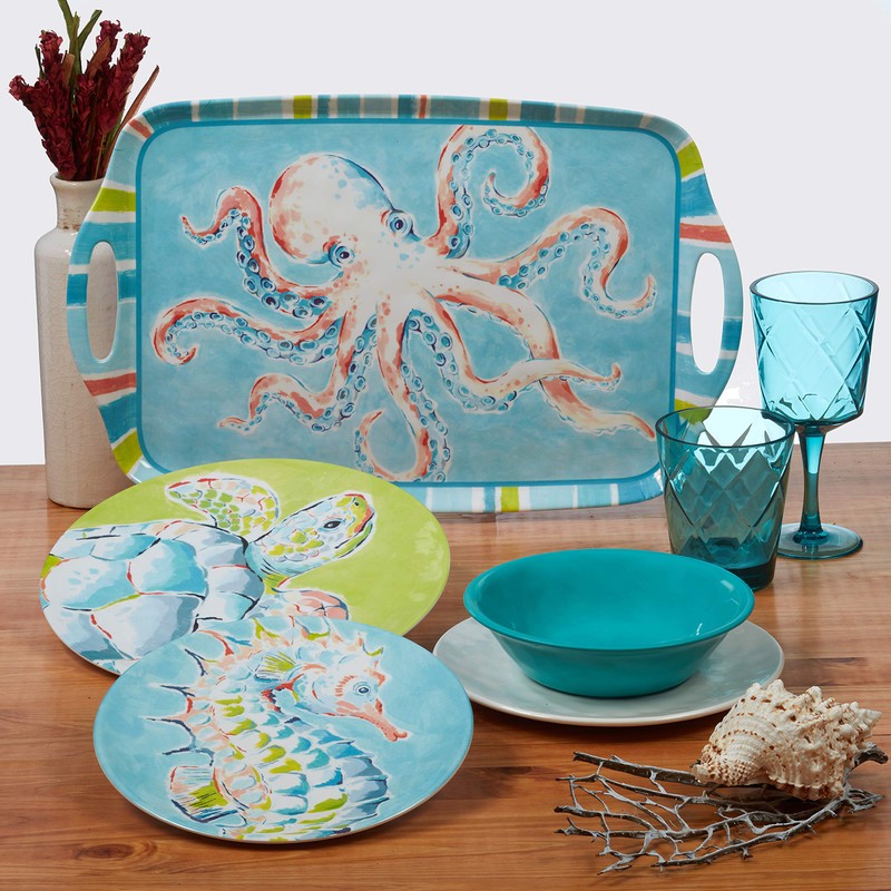 Certified International Deep Sea 12 pc Melamine Dinnerware Set, Service