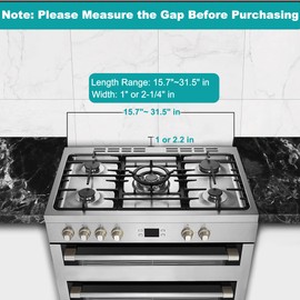 15.7" - 30" Stove Gap Filler,Slide-in Range Rear Filler Kit-Stainless Steel Backsplash for Stove,Range Gap Filler,Stove Trim Kit with Most Brands Between Stove and Backsplash,Oven Gap Filler(Silver)