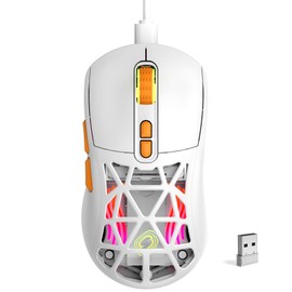 GLOBALSADES Wireless Gaming Mouse,53g Lightweight Mouse,10000 DPI,Tri-Mode Wired/BT 5.0/2.4GHz Wireless Mouse Gaming with 2 Side Buttons, Rechargeable&Rechange Shell,RGB Programmable Macro Mouse