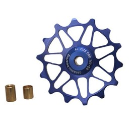 Bicycle Pulley Rear Derailleur 12-T 14-T, Aluminium CNC Gear Pulley, Ceramic Bearing for Mountain Bike or Road Bike (14T, Blue)