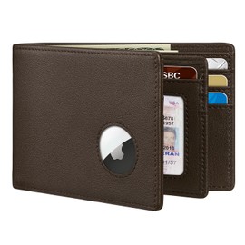 Zitahli Genuine Leather Wallet for Men With AirTag Holder, Slim Front Pocket Mens Wallet Bifold Rfid Blocking Gifts for Men (AirTag Not Included)